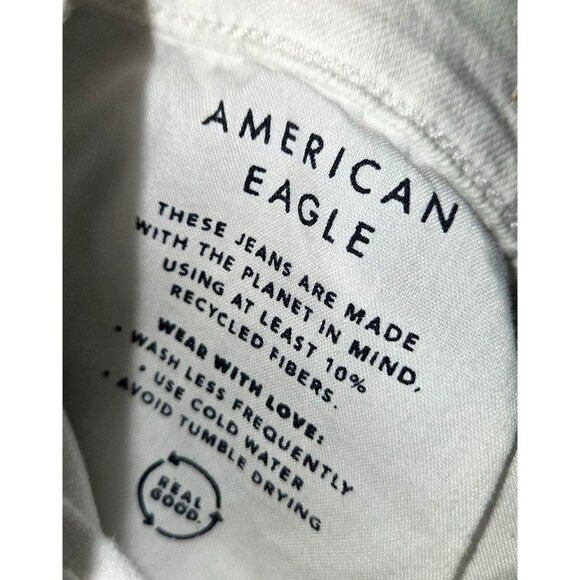 American Eagle White Barrel Jeans 6 Long Mid Rise Stretch Casual Minimalist NWOT - Picture 9 of 11